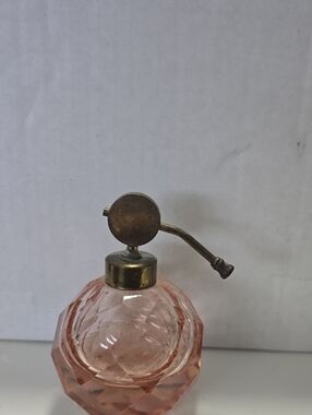 1930's Vintage Pink Crystal Atomizer Perfume Bottle